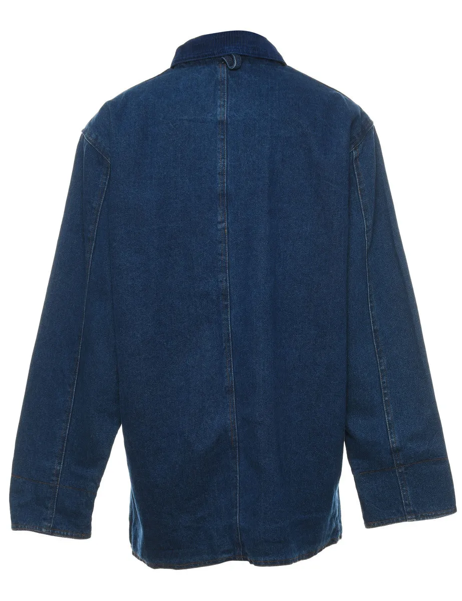 1990s Indigo Dark Wash Denim Utility Jacket - L