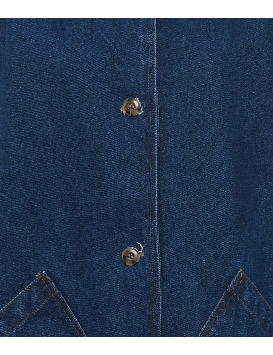 1990s Indigo Dark Wash Denim Utility Jacket - L
