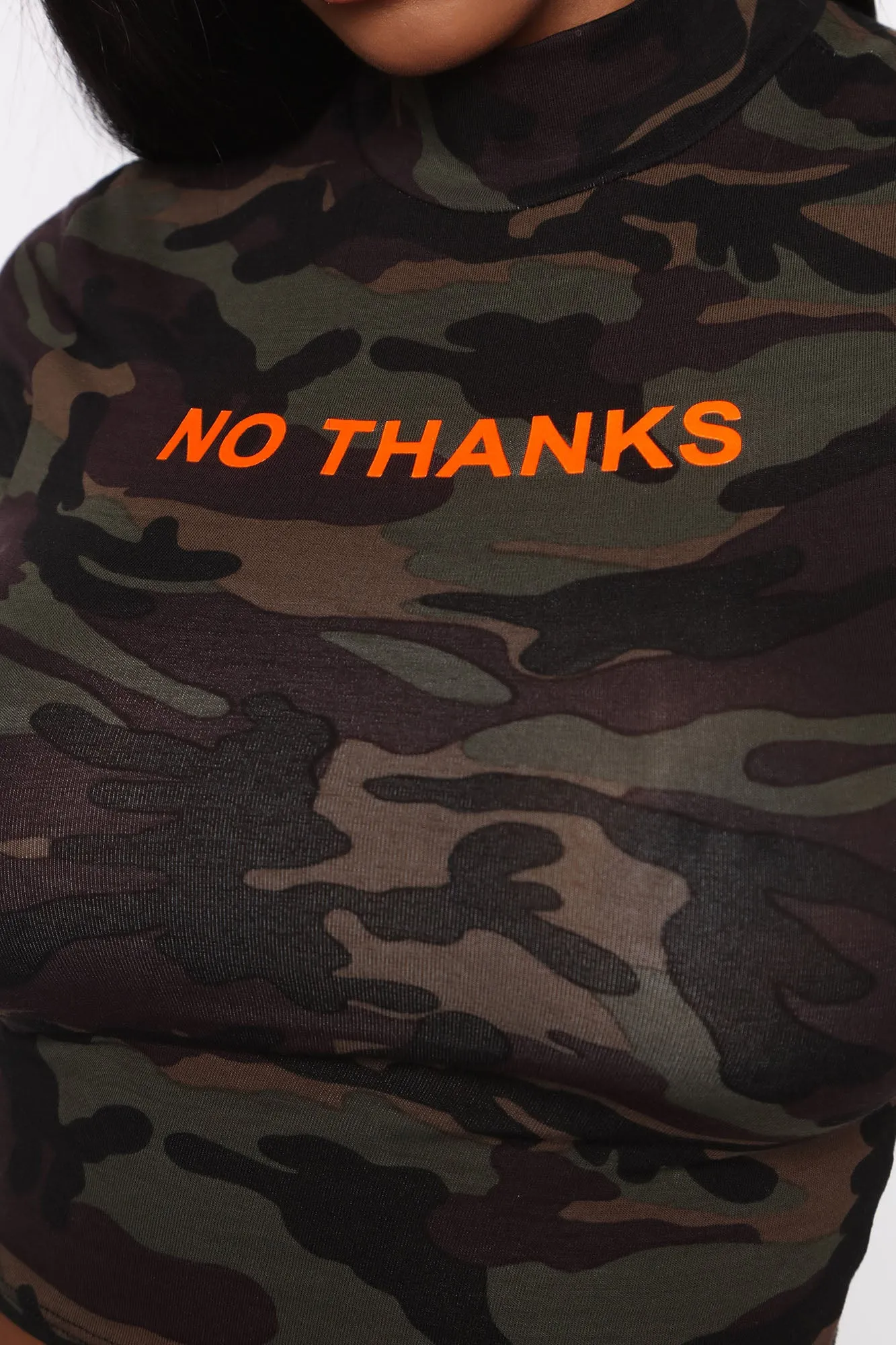 A No No Camo Short Sleeve Top - Olive/combo