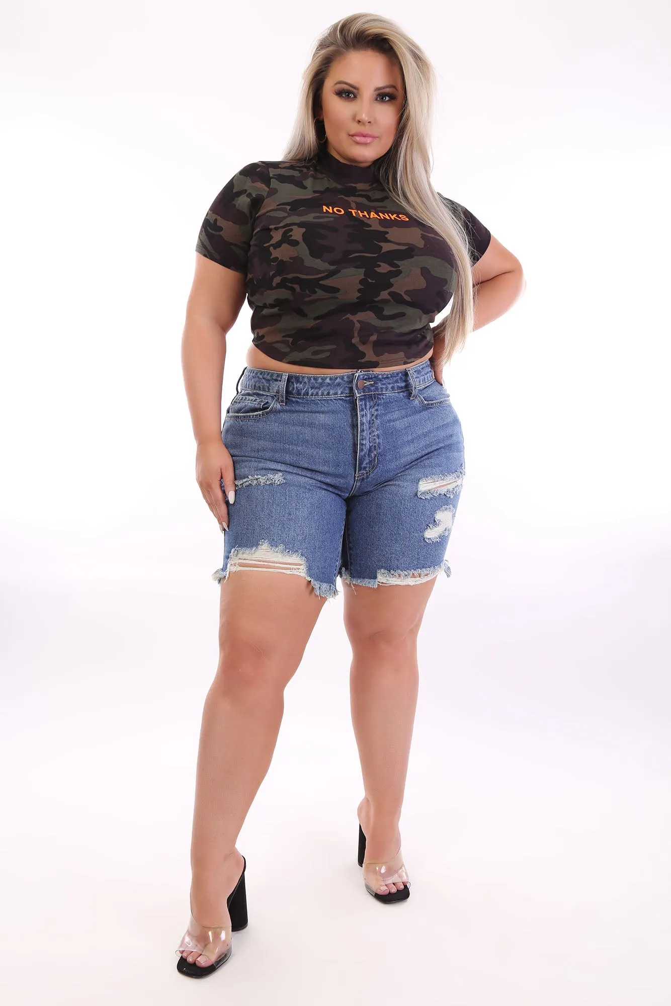 A No No Camo Short Sleeve Top - Olive/combo