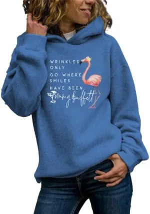 Akivide Women's Casual Oversized Hoodies Funny Letter Print Flamingo Graphic Hooded Sweatshirt Long Sleeve Pullover Top