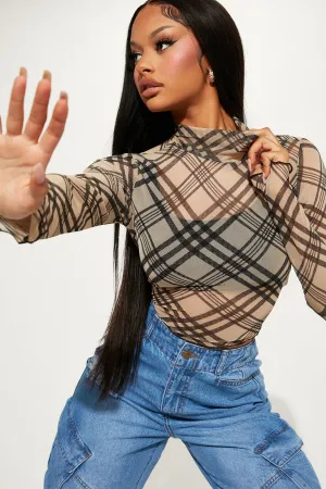 Aspen Plaid Mesh Top - Black/combo