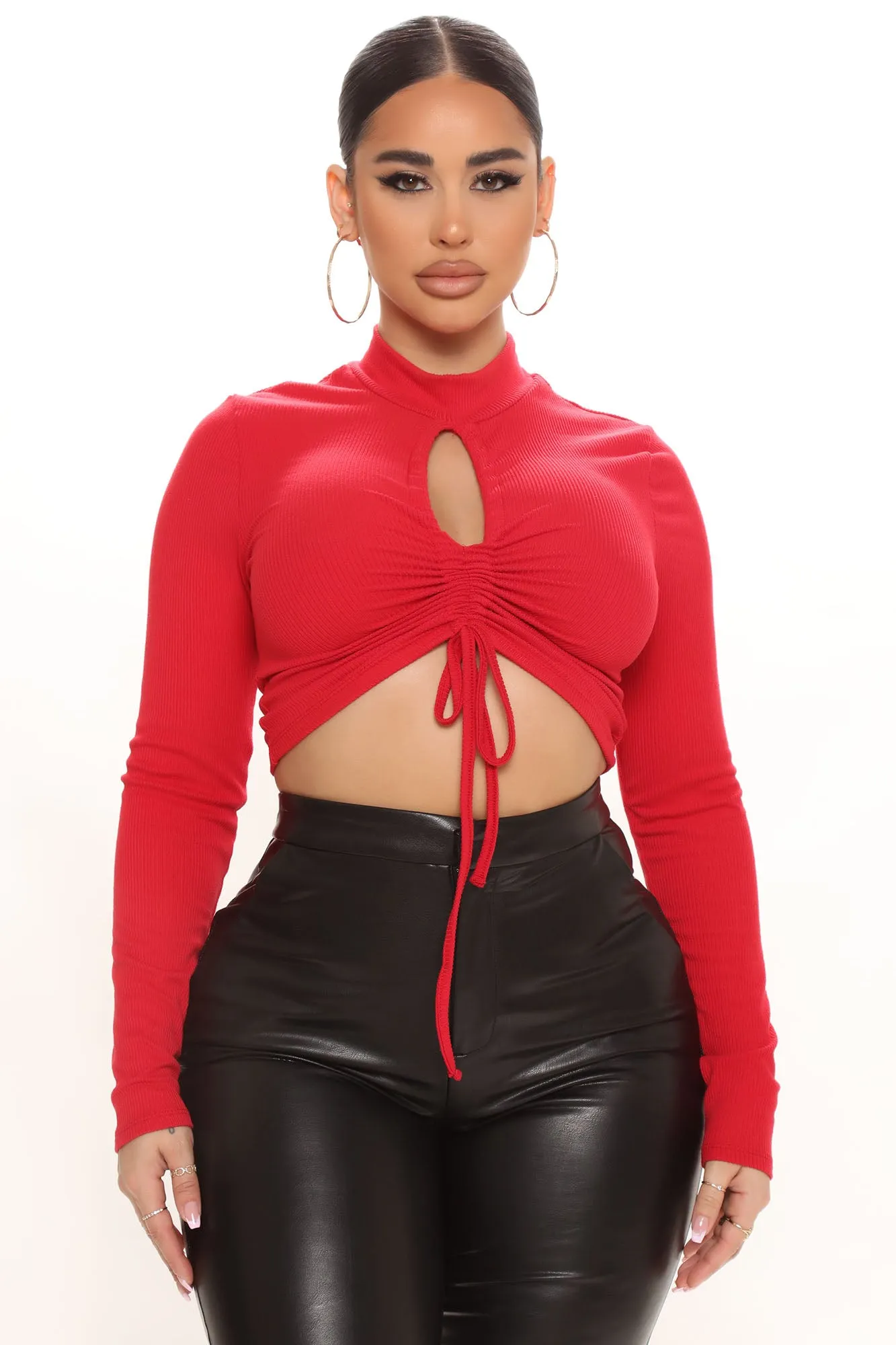 Believe In You Cut Out Top - Red