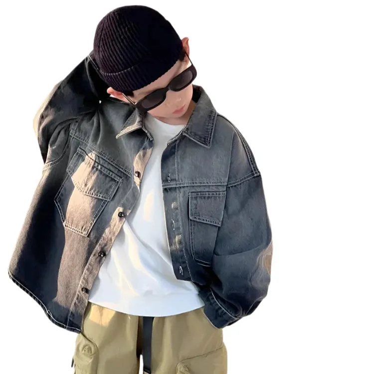 Black Ombre Letter Denim Jacket