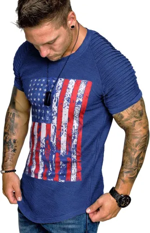 COOFANDY Men's Muscle T-Shirt Pleated Raglan Sleeve Bodybuilding Gym Tee Short Sleeve Fashion Workout Shirts Hipster Shirt