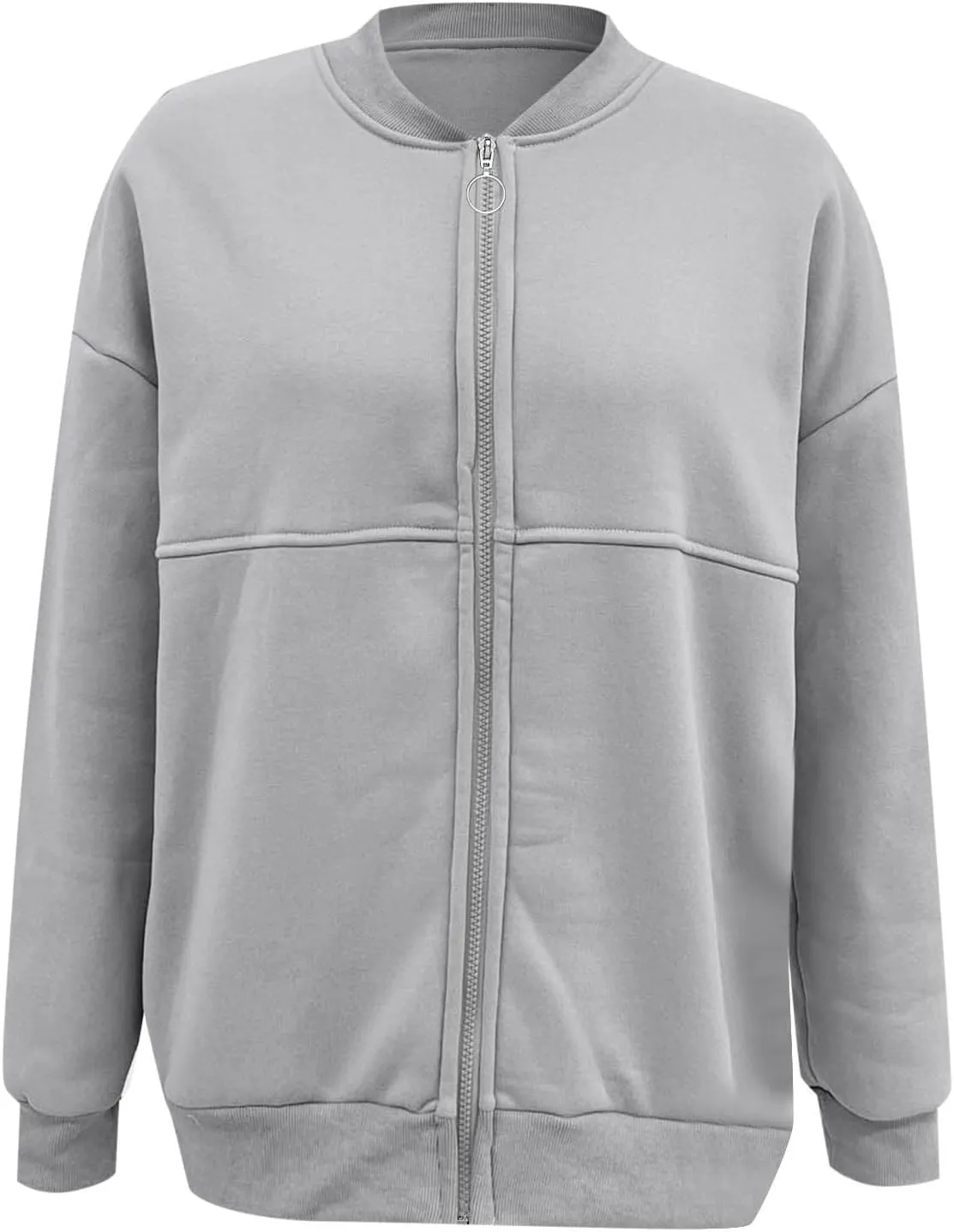 Fleece Jacket Women Zip Up Sweatshirt Casual Loose Fit Oversized Hoodie Trendy Bomber Jacket Long Sleeve Coats
