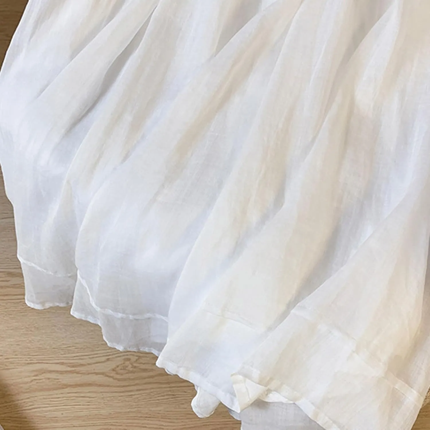 FZYLQY Cotton Linen Skirts for Womens Comfy High Rise Elastic Waist Skirt Versatile Double Layered Solid Color Midi Skirt