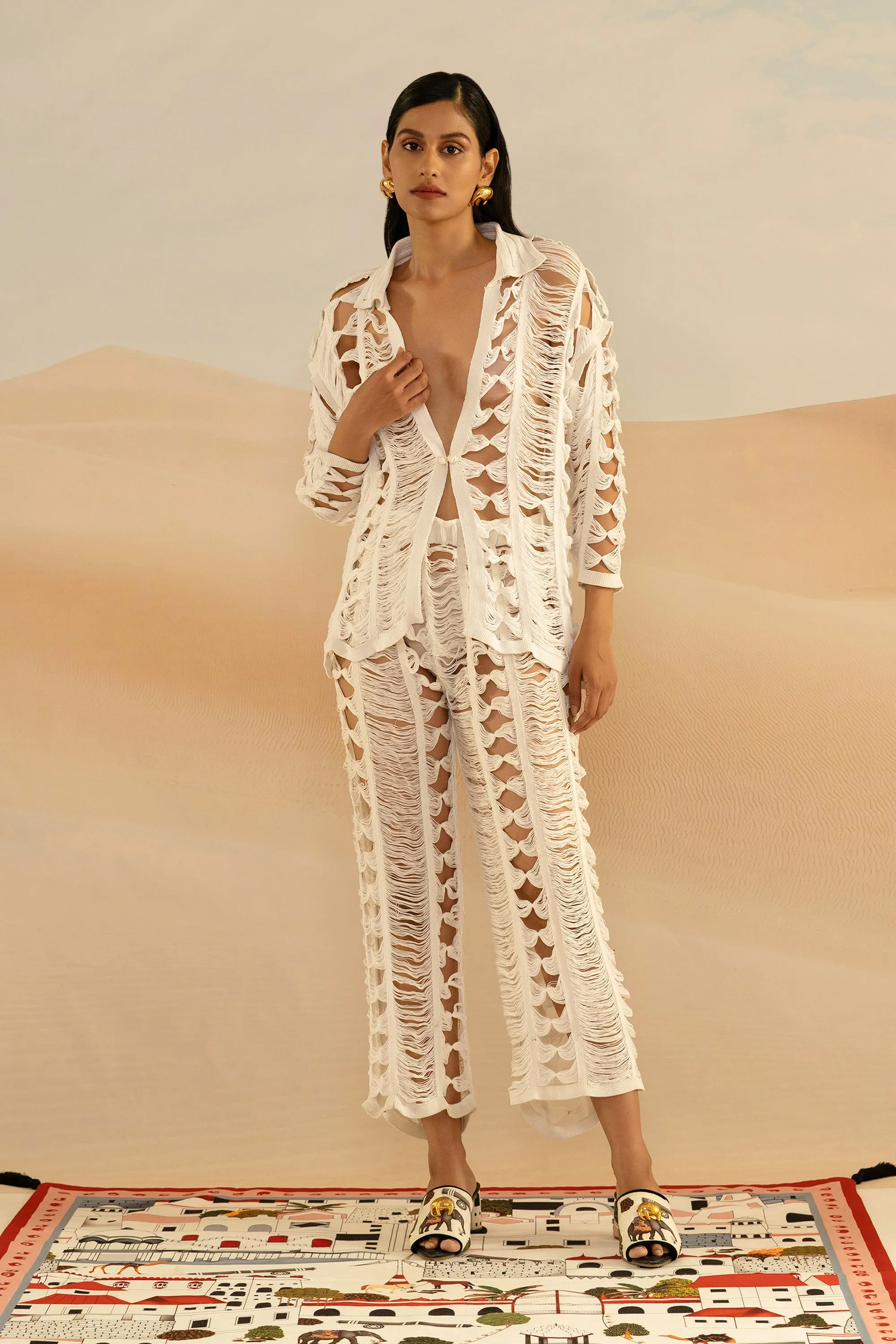 Ivory Ladder Knit Jacket