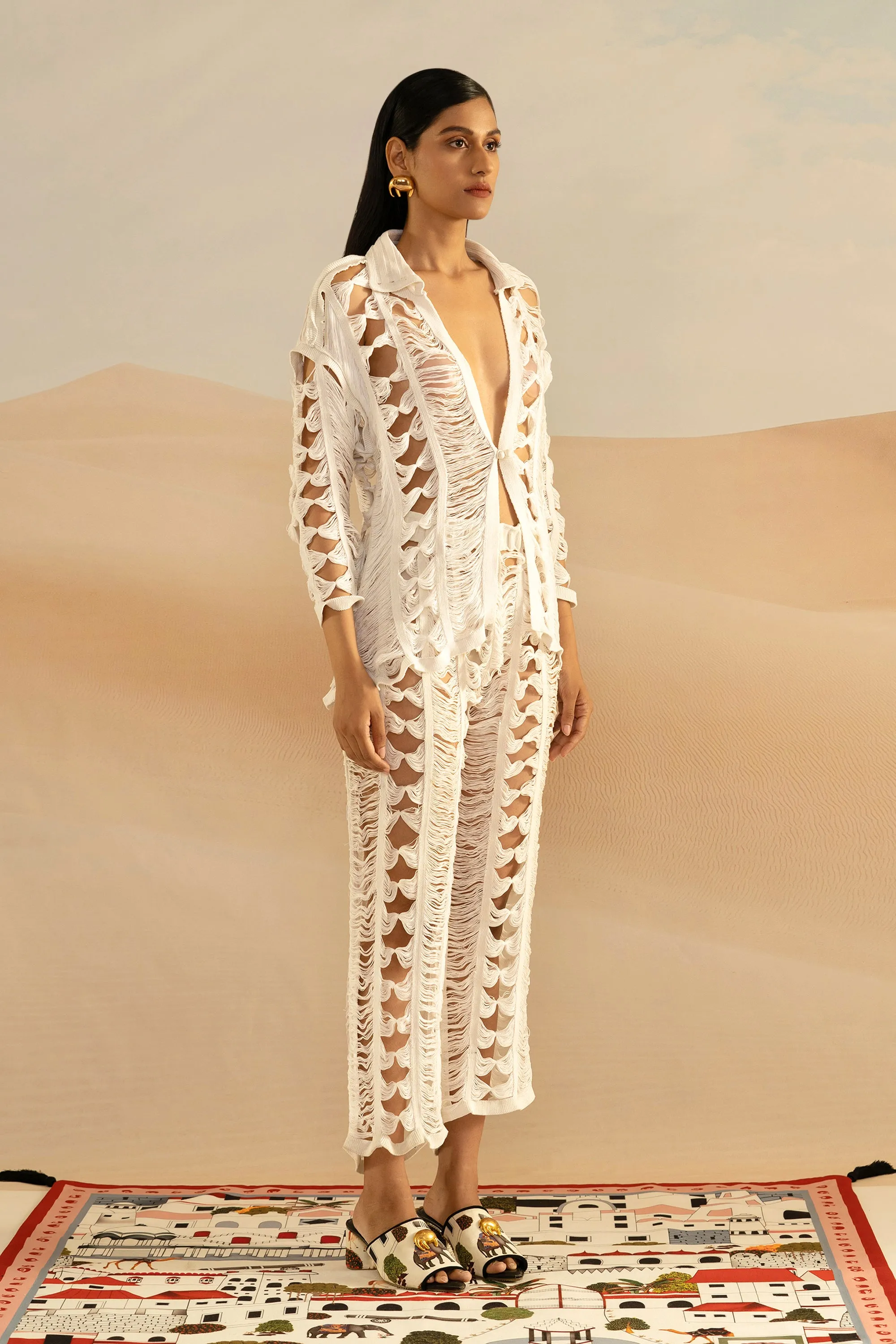 Ivory Ladder Knit Jacket