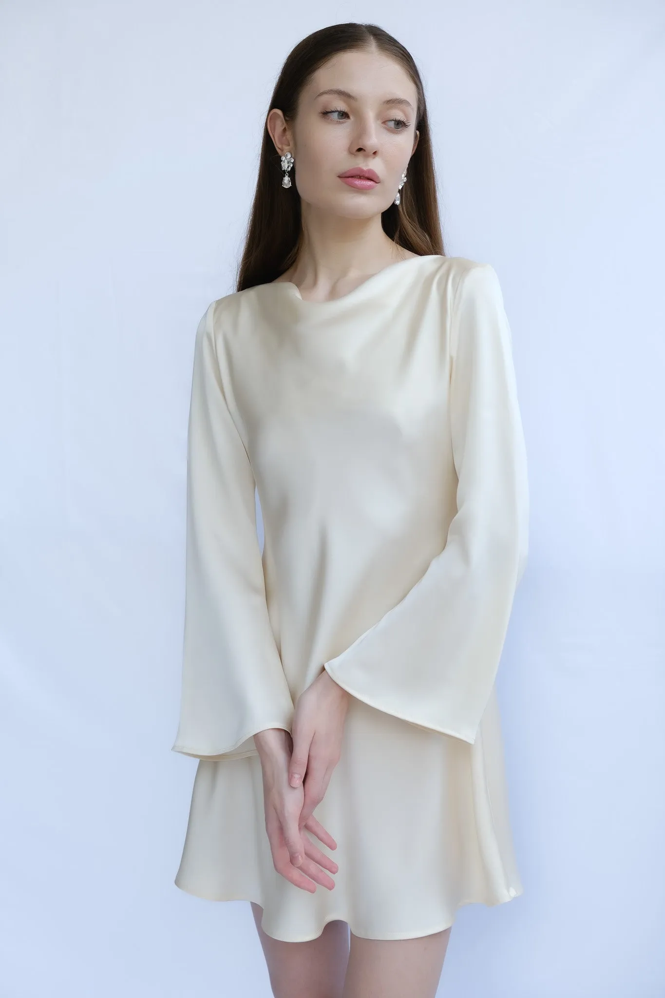 Jade Cowl Neck Long Sleeve Mini Dress