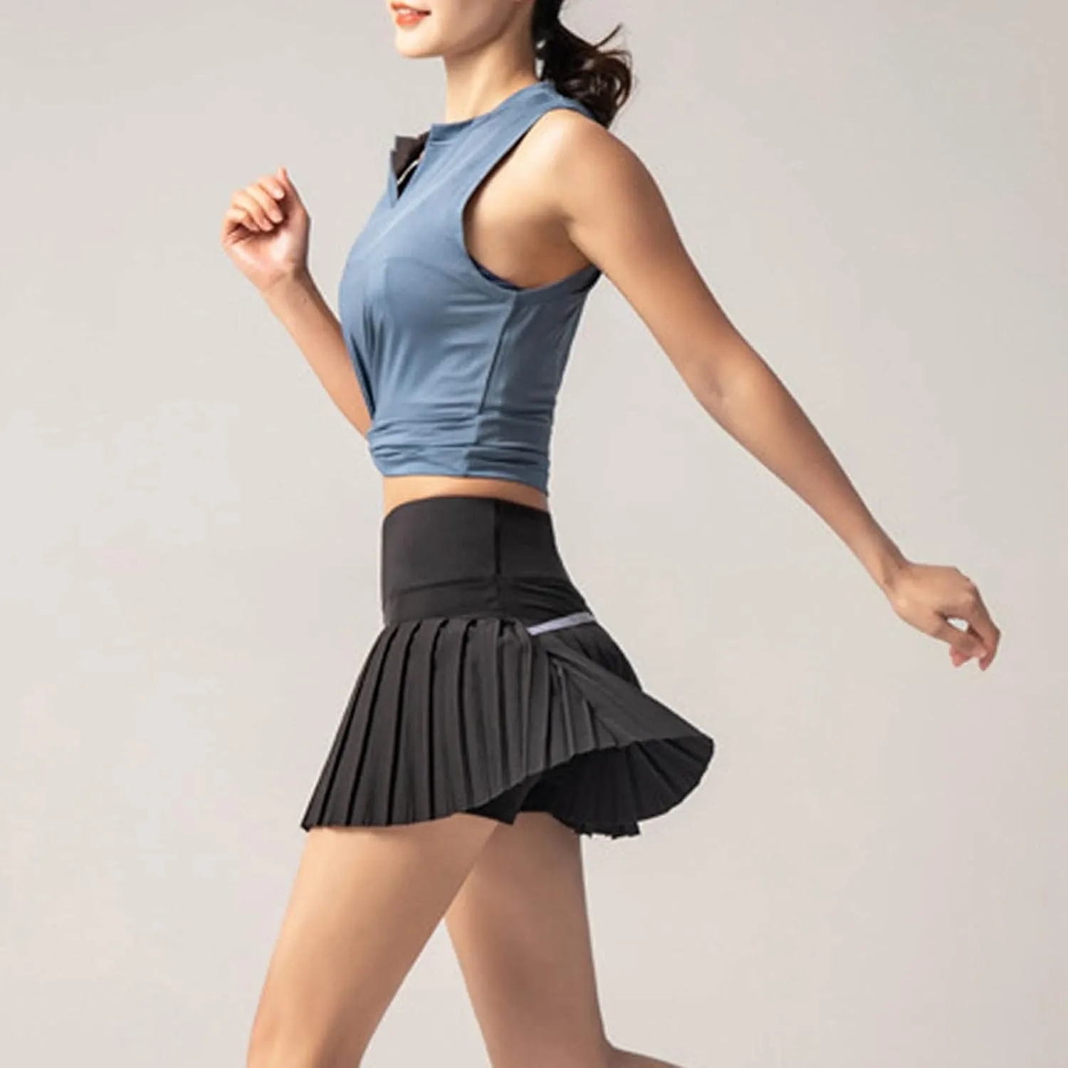 Jean Skirts for Women Women's High Waisted Running Skorts Sports Pleated Skirts Pockets Pant Skirts Pleated Skirt