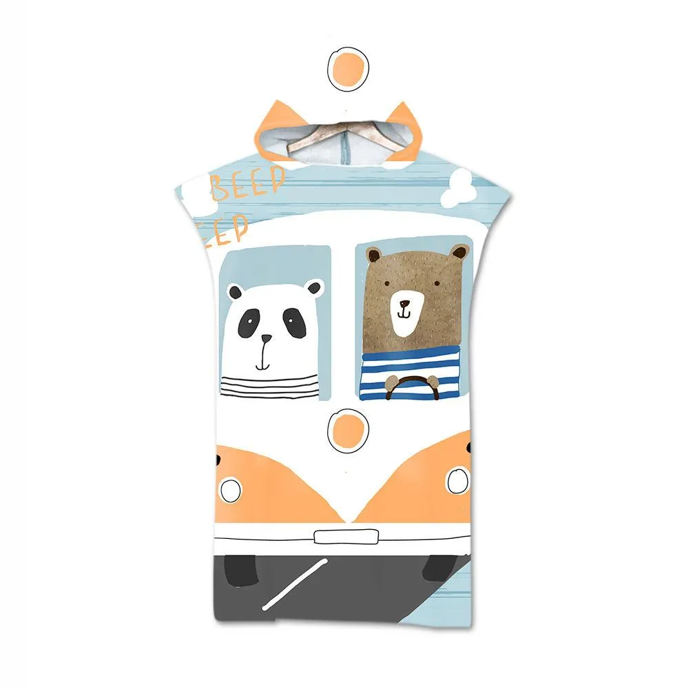 Kids Cartoon Animal Hooded Beach Towel