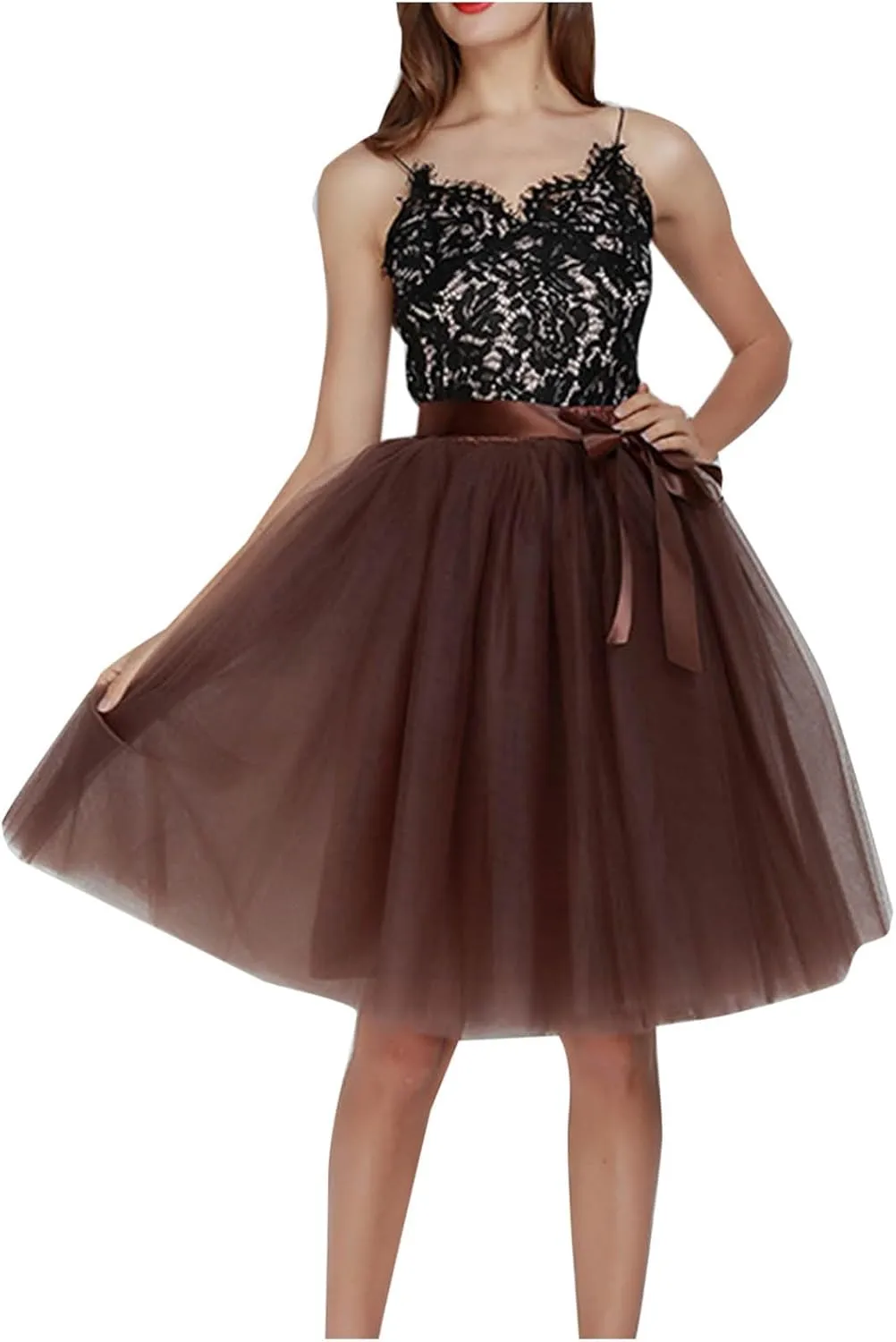 Knee Length Tulle Skirt for Women Tutu Layered Short Prom Party Skirts Underskirt Wedding Skirt Fluffy Dance Dress