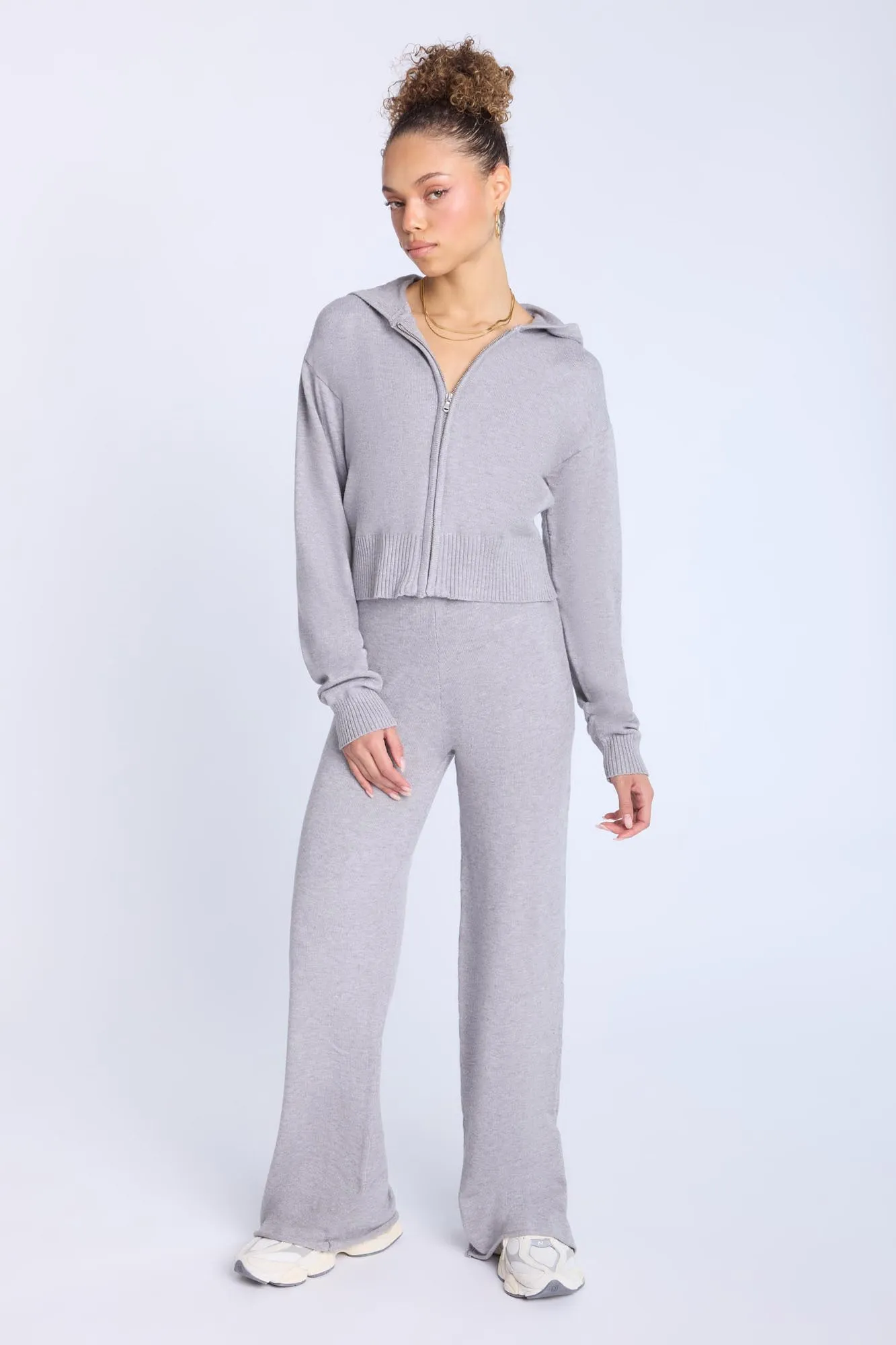 Knit Zip-Up Hoodie
