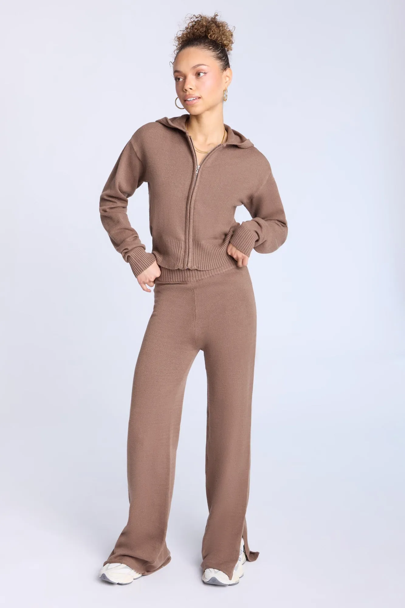 Knit Zip-Up Hoodie