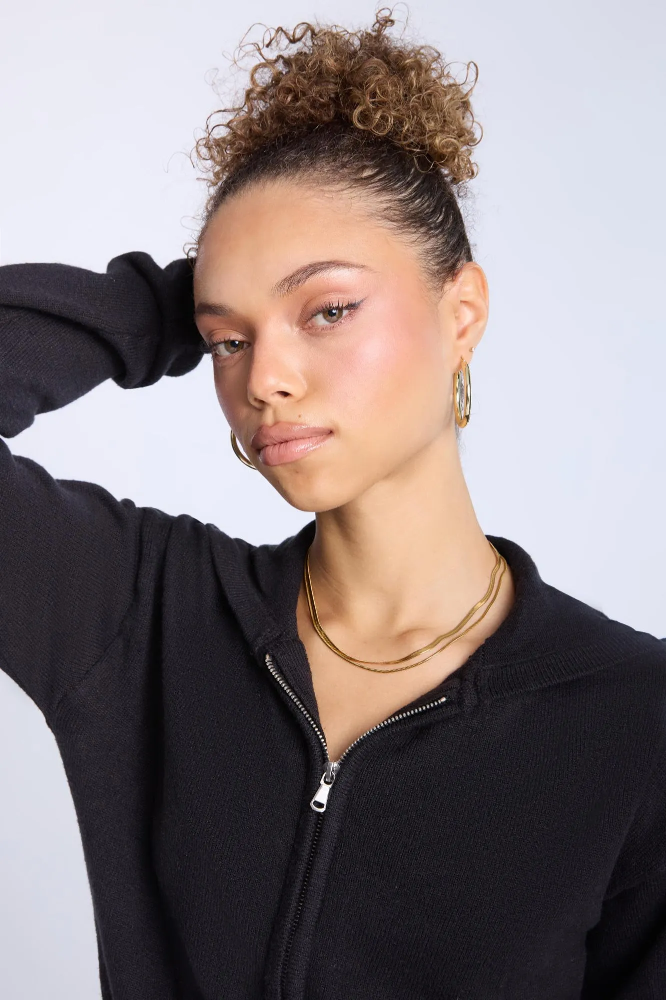 Knit Zip-Up Hoodie