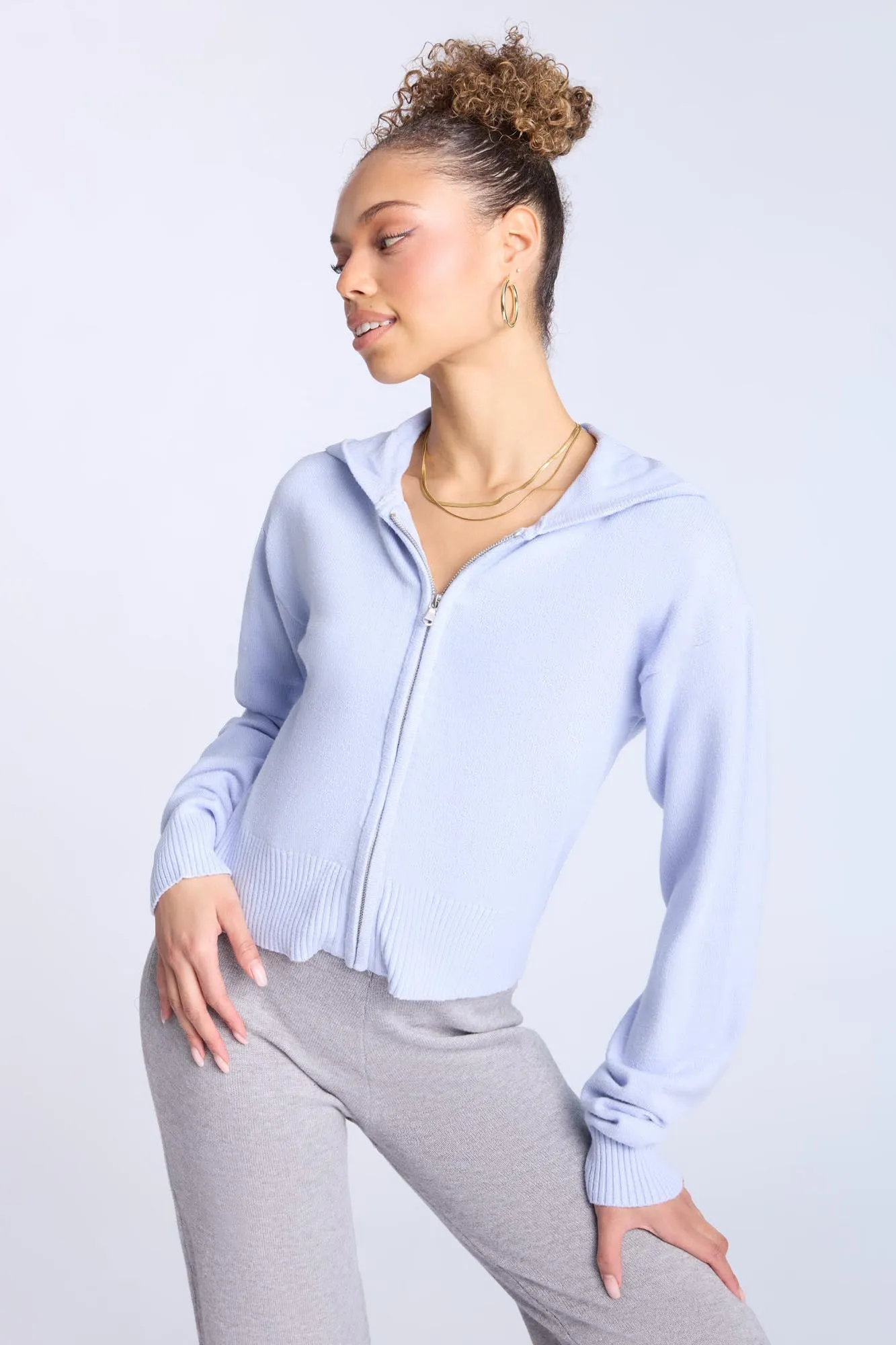 Knit Zip-Up Hoodie