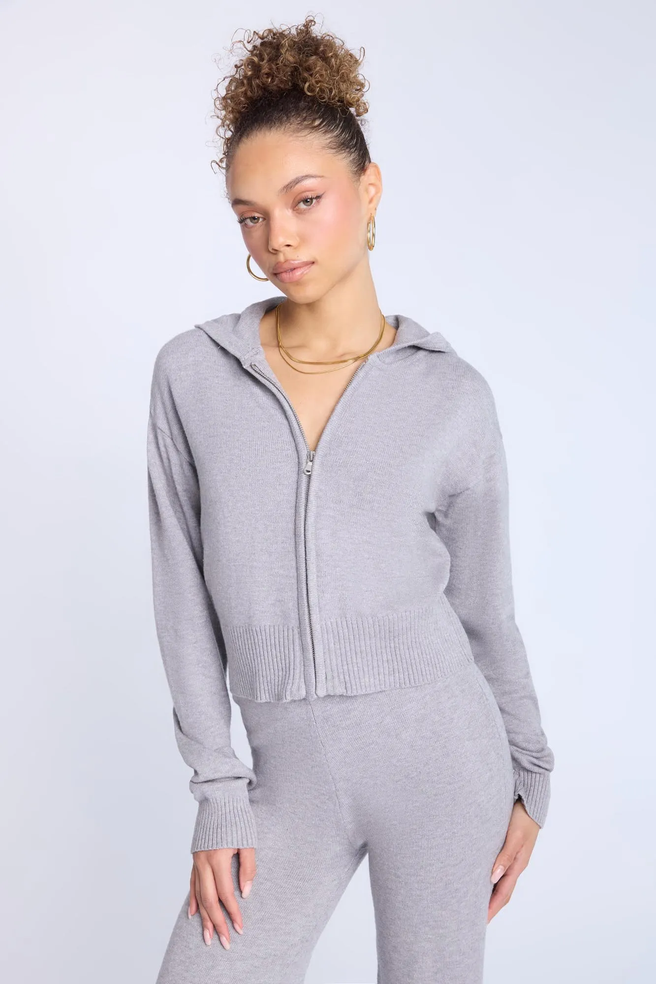 Knit Zip-Up Hoodie