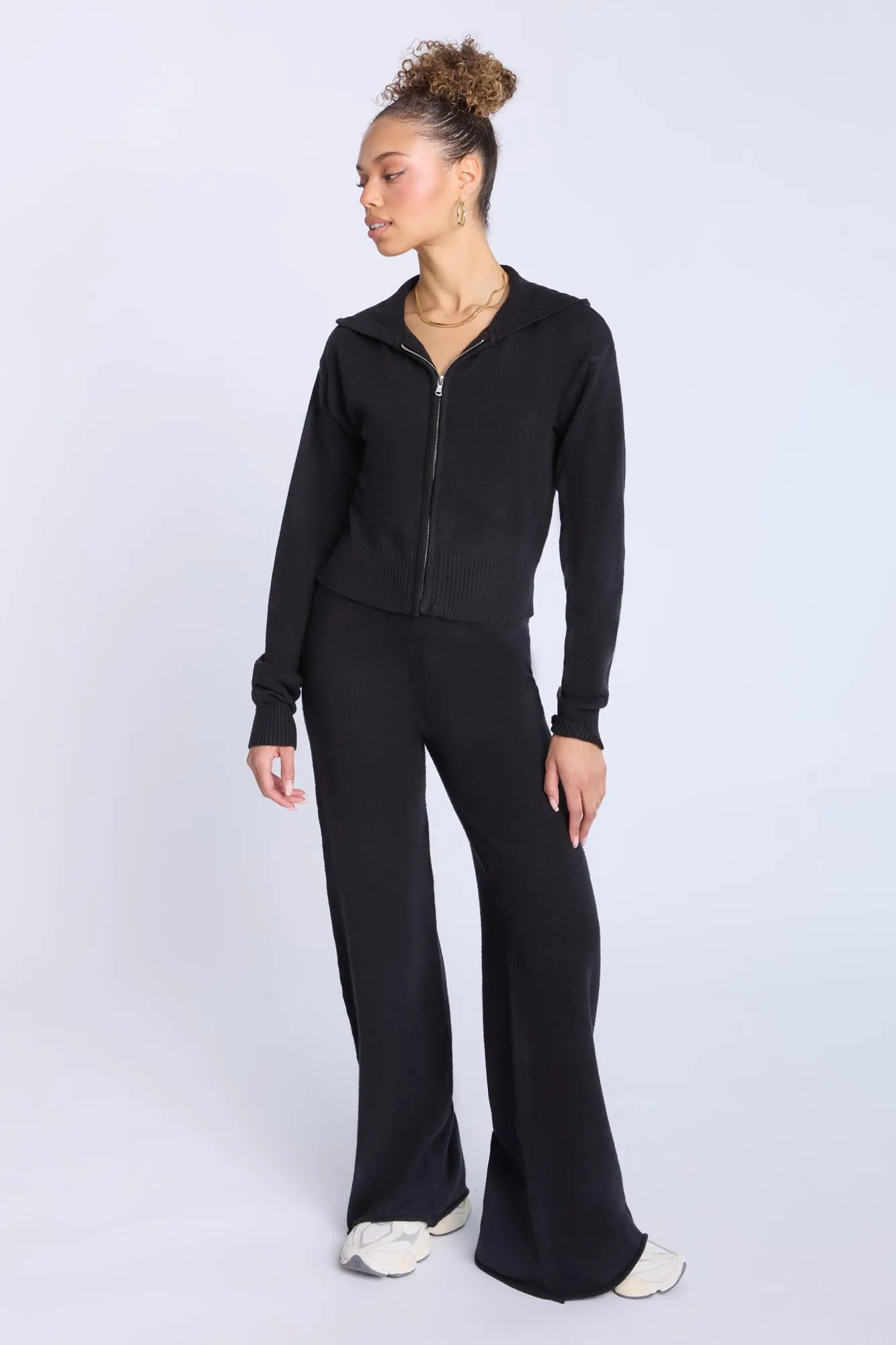 Knit Zip-Up Hoodie