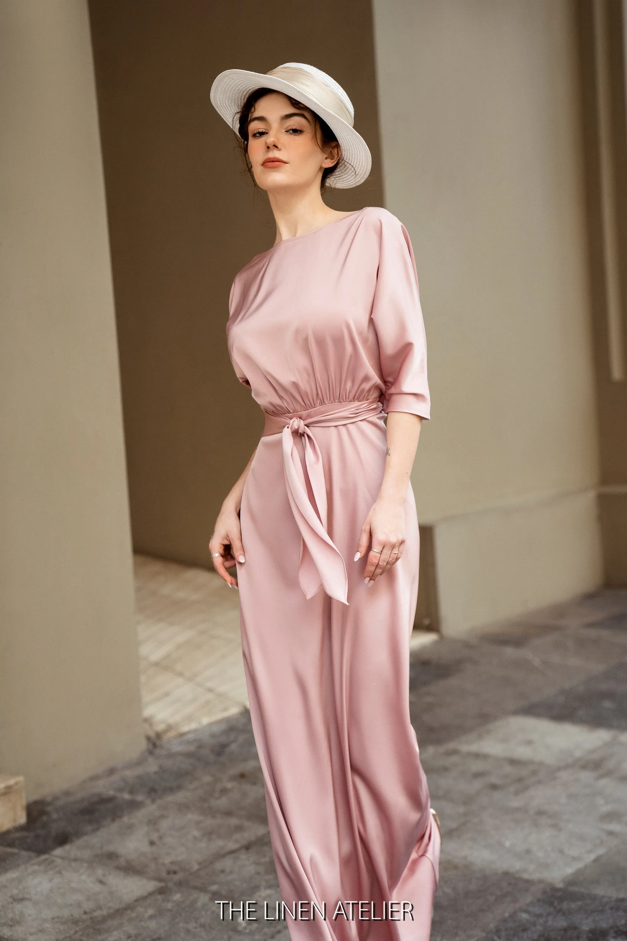 MARIAH Elegant Floor-Length Silk Dress