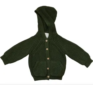 Mebie Baby - Hooded Knit Cardigan in Green