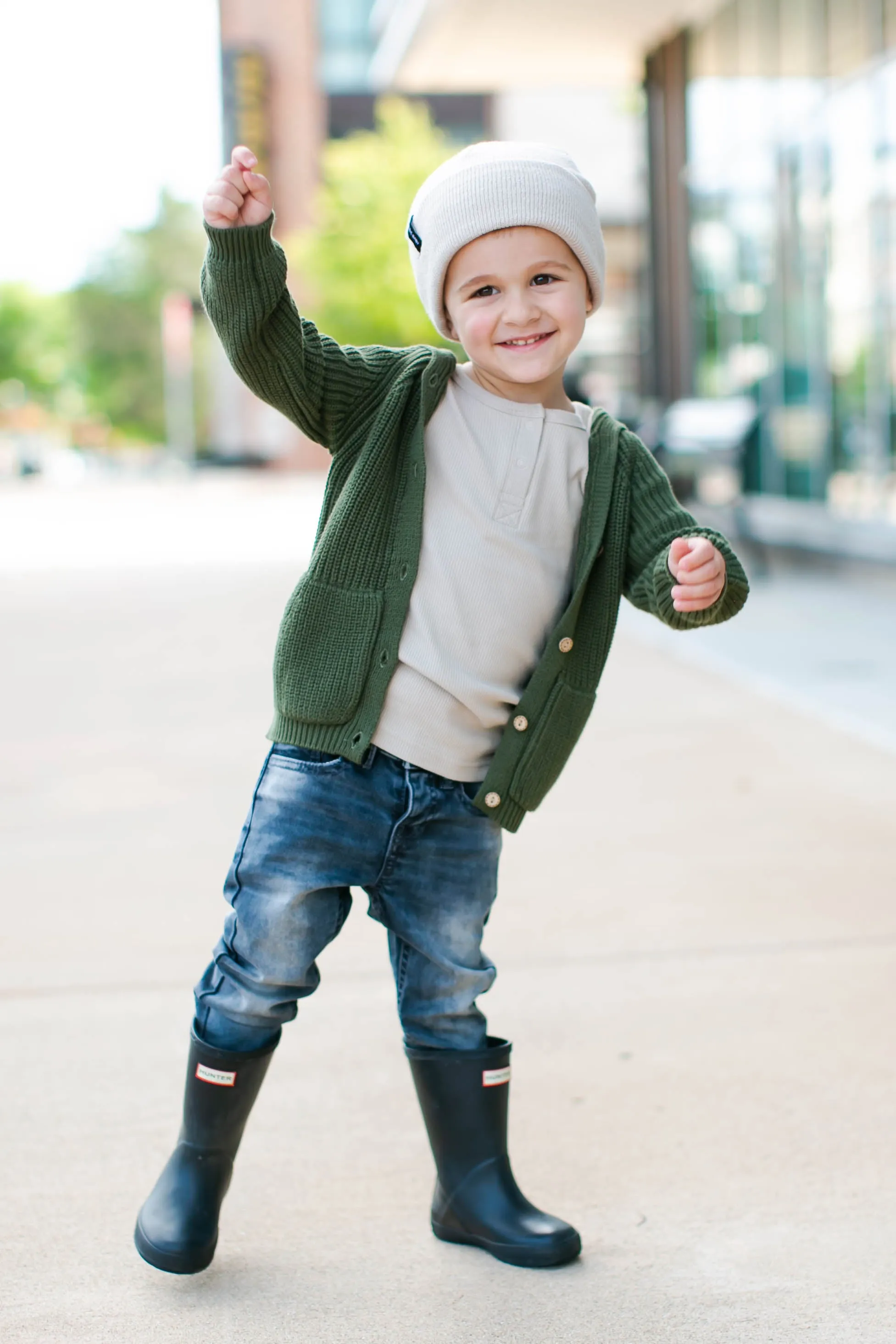 Mebie Baby - Hooded Knit Cardigan in Green