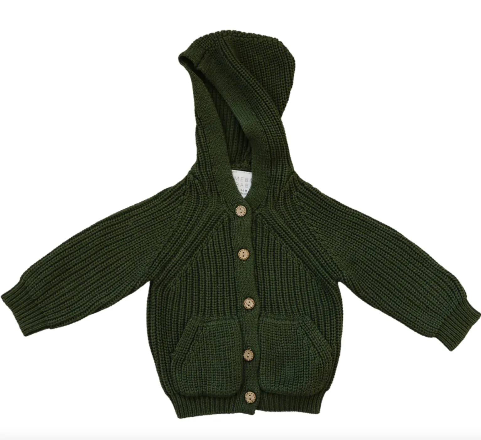 Mebie Baby - Hooded Knit Cardigan in Green