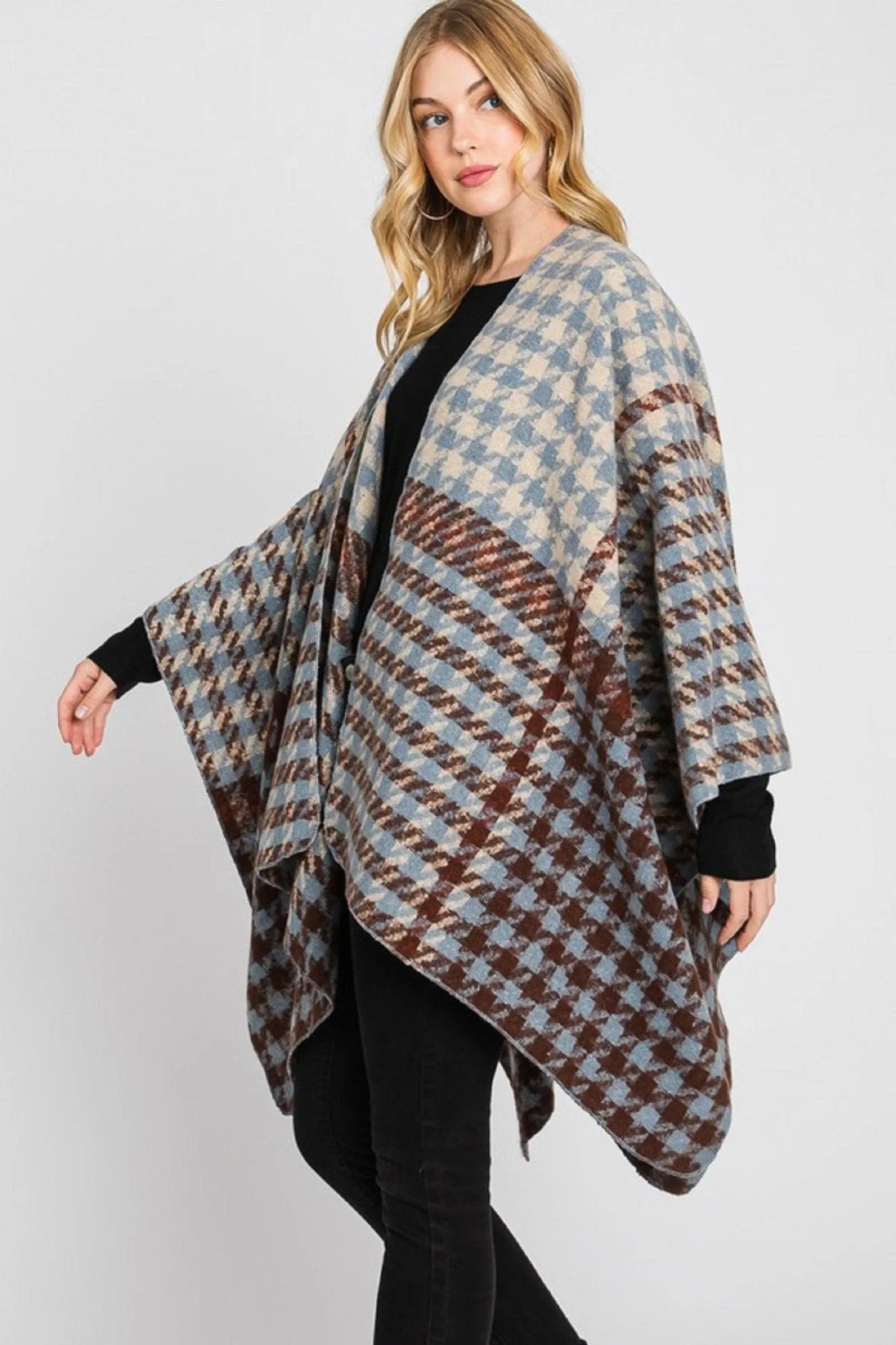 MS0333 Alice Houndstooth Ruana