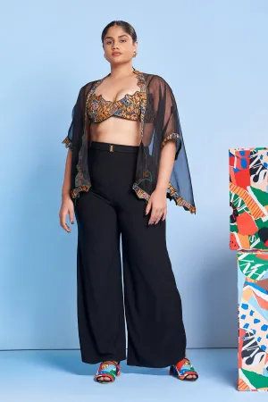 Noir Sheer Cape with Leger Lace