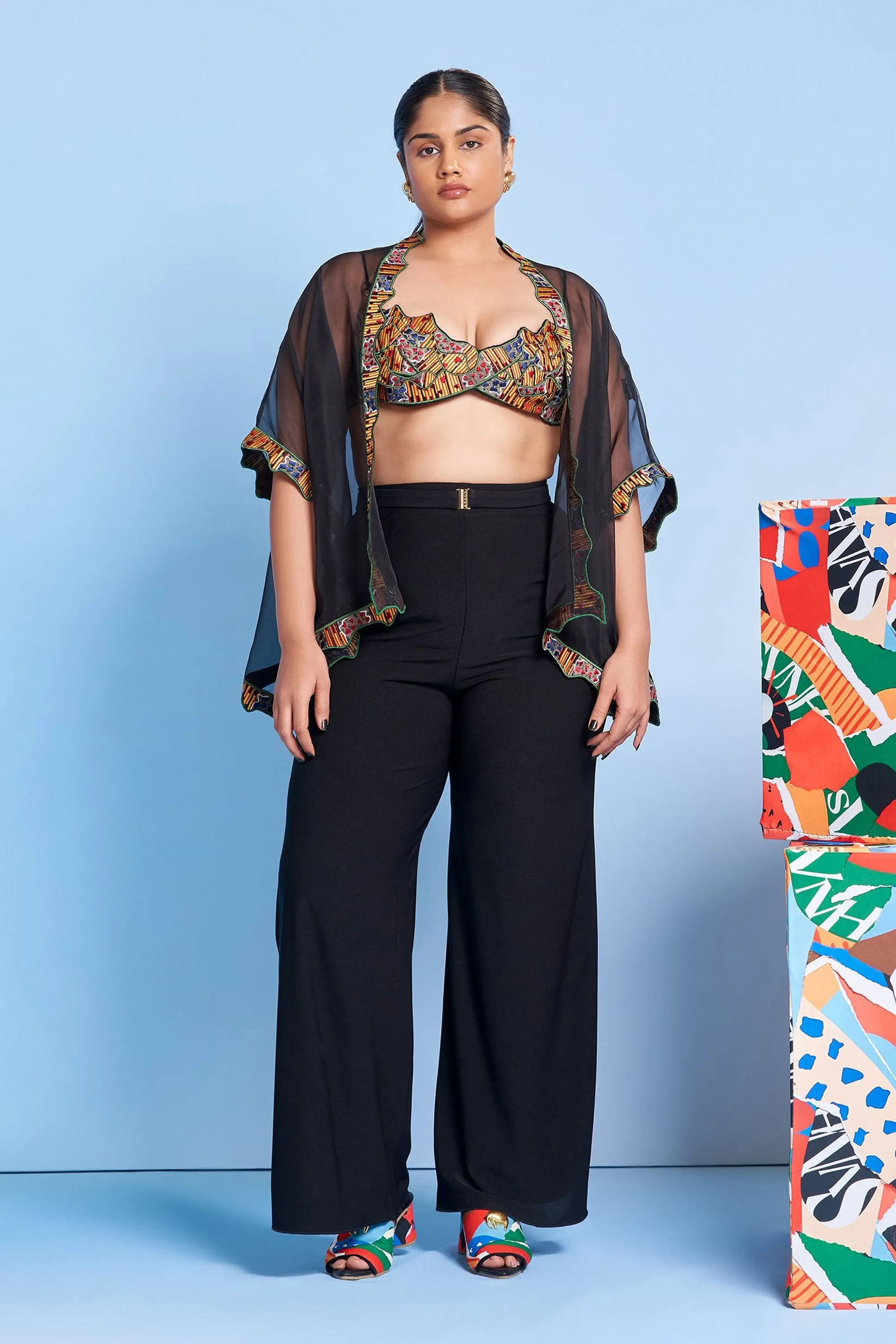 Noir Sheer Cape with Leger Lace