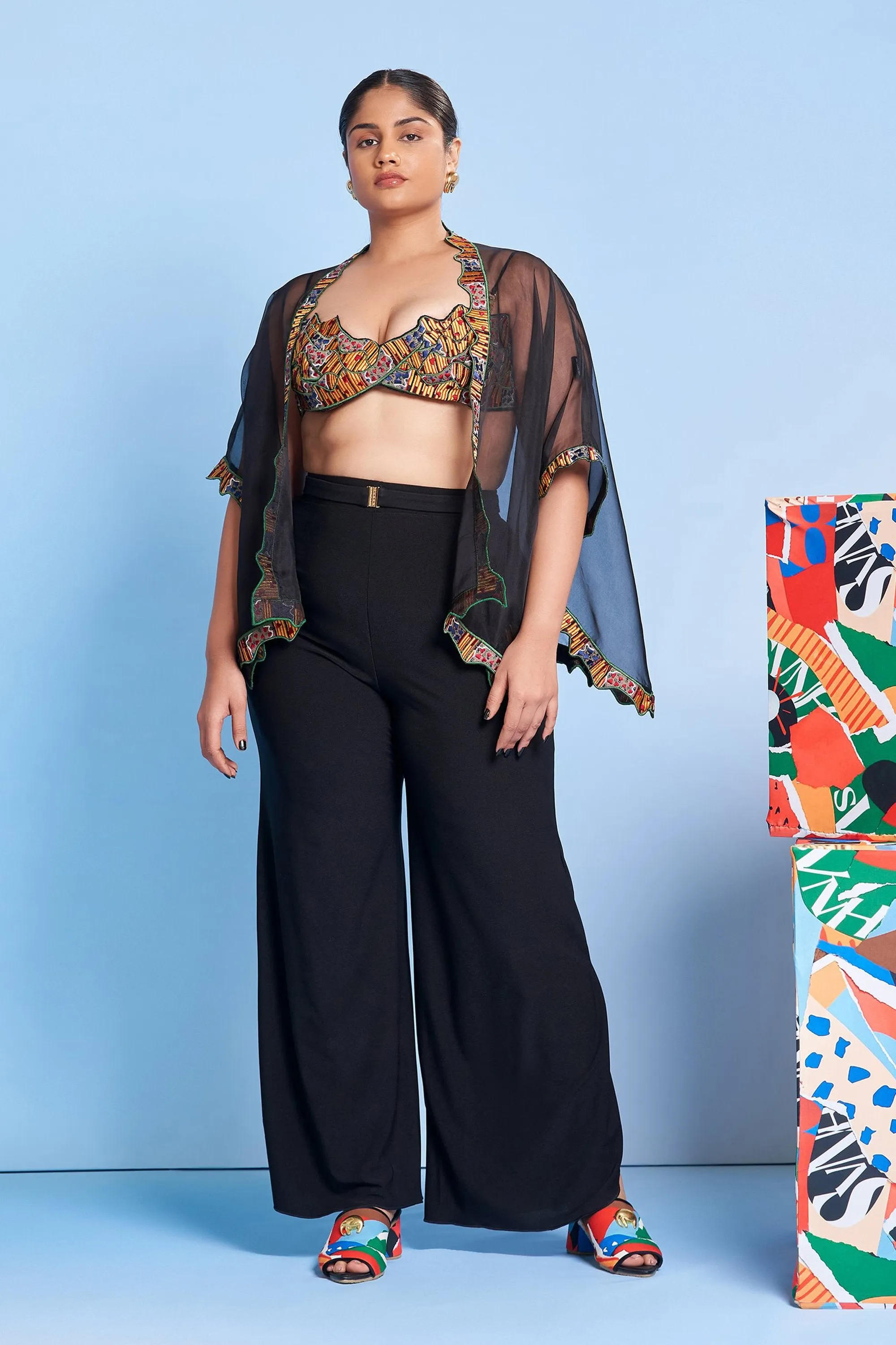 Noir Sheer Cape with Leger Lace