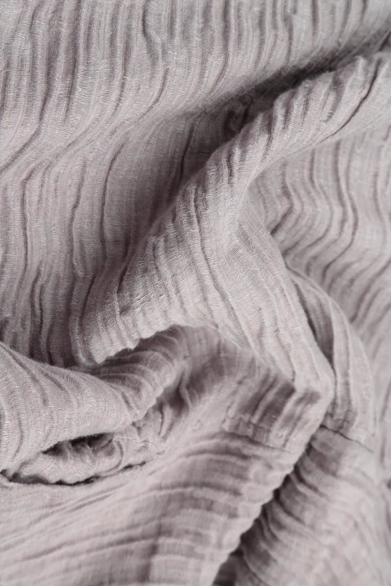 Romantic Crinkled Greige Silk Dress