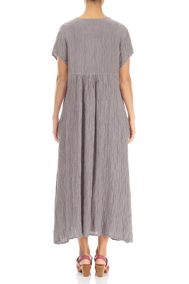 Romantic Crinkled Greige Silk Dress