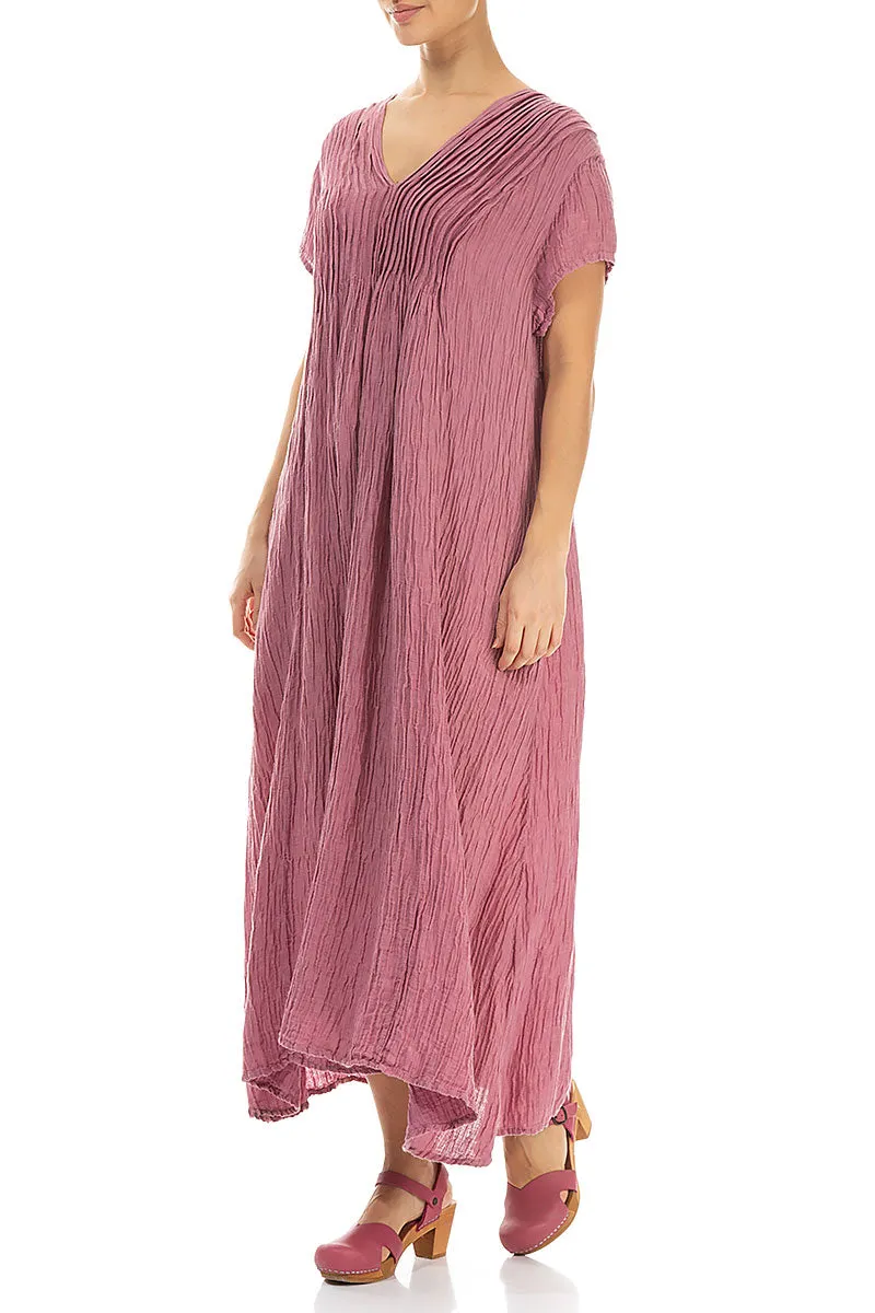 Romantic Crinkled Mauve Taupe Silk Dress