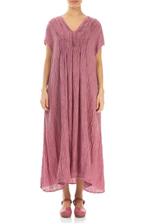 Romantic Crinkled Mauve Taupe Silk Dress