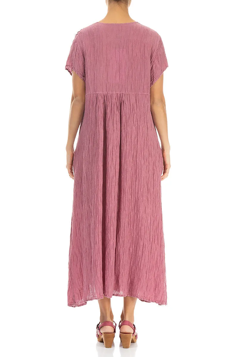 Romantic Crinkled Mauve Taupe Silk Dress