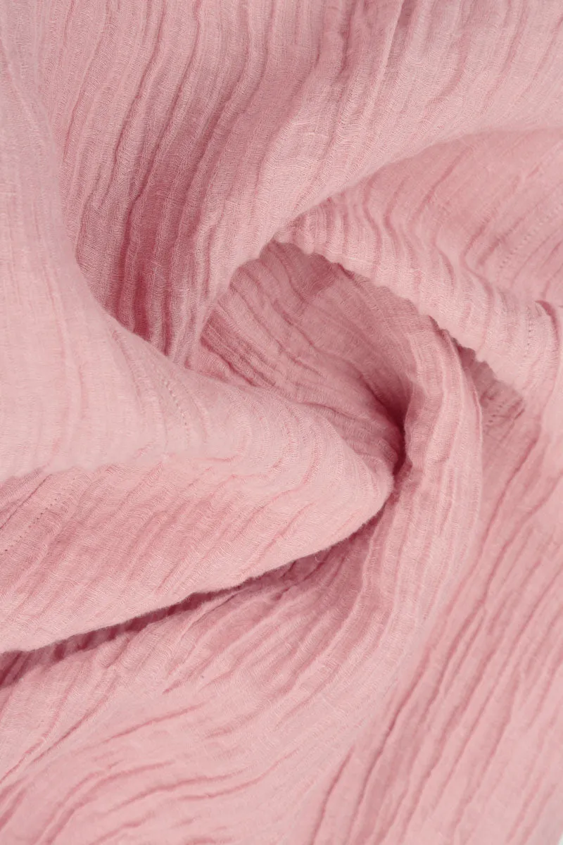 Romantic Crinkled Powder Pink Silk Dress