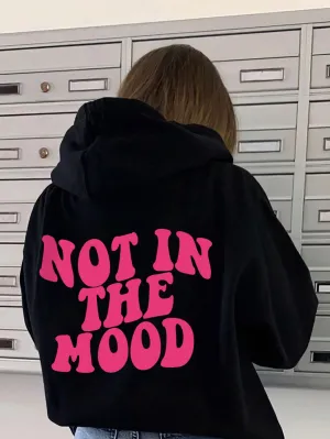 SHEIN Slogan Graphic Kangaroo Pocket Drop Shoulder Drawstring Hoodie