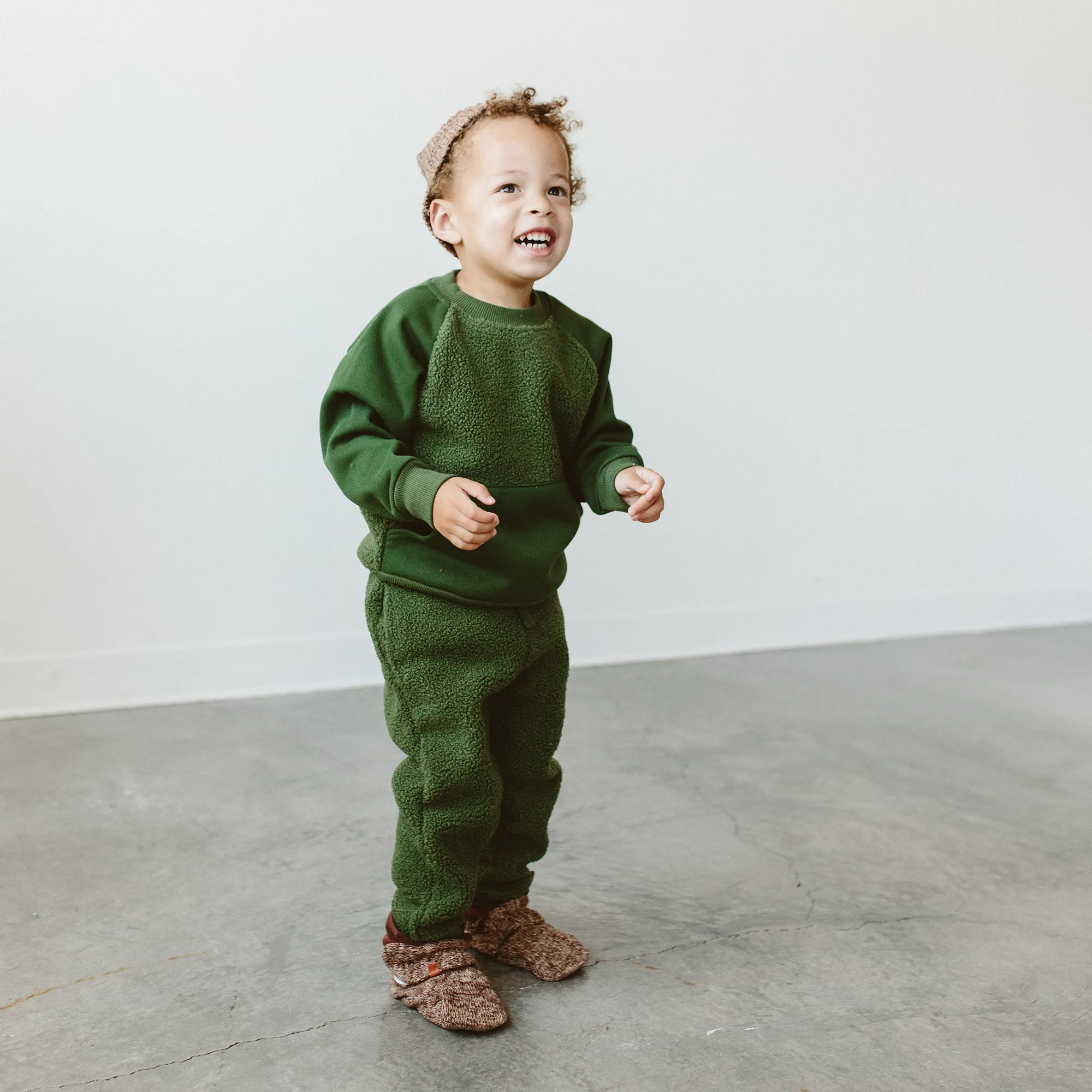 Sherpa Kids L/S Two-Piece Sweatsuit - Spruce