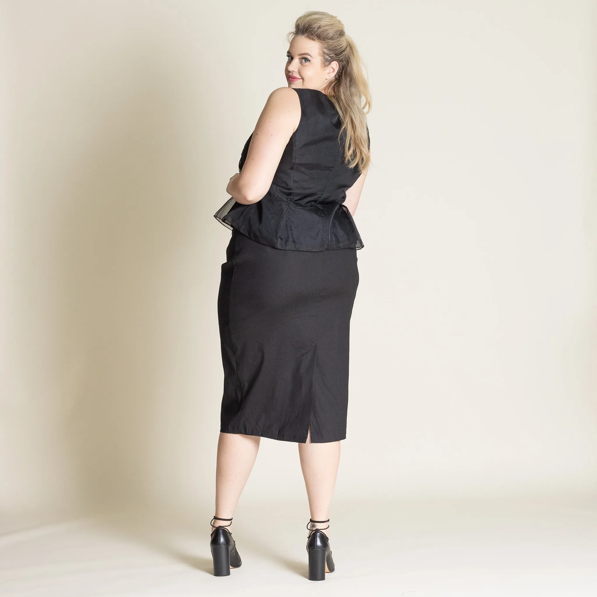 stretch linen madmen skirt