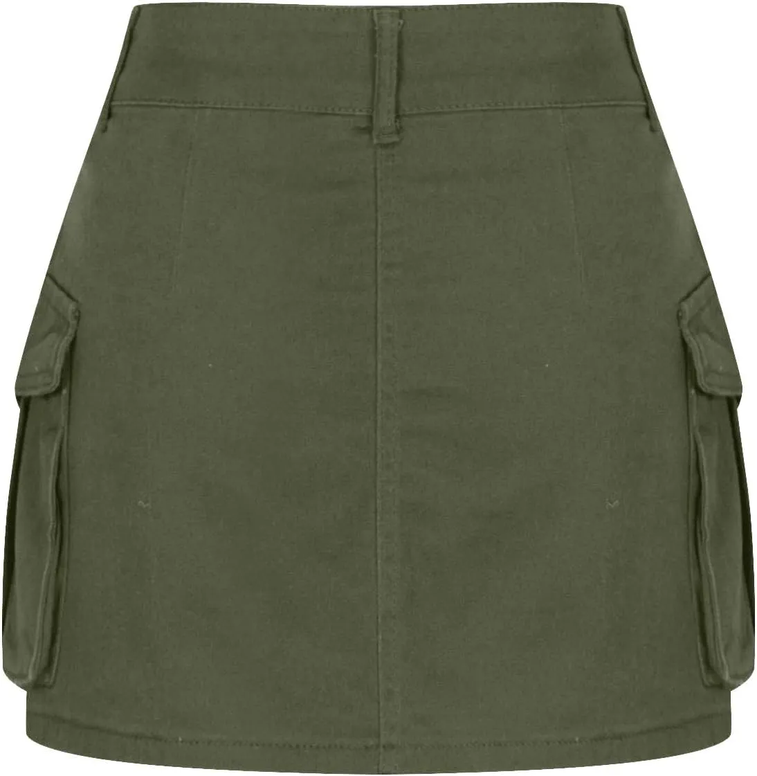 Women Casual Flap Pocket High Waist Straight Cargo Skirts Y2K Mini Skirts Solid Color Bodycon Skirts