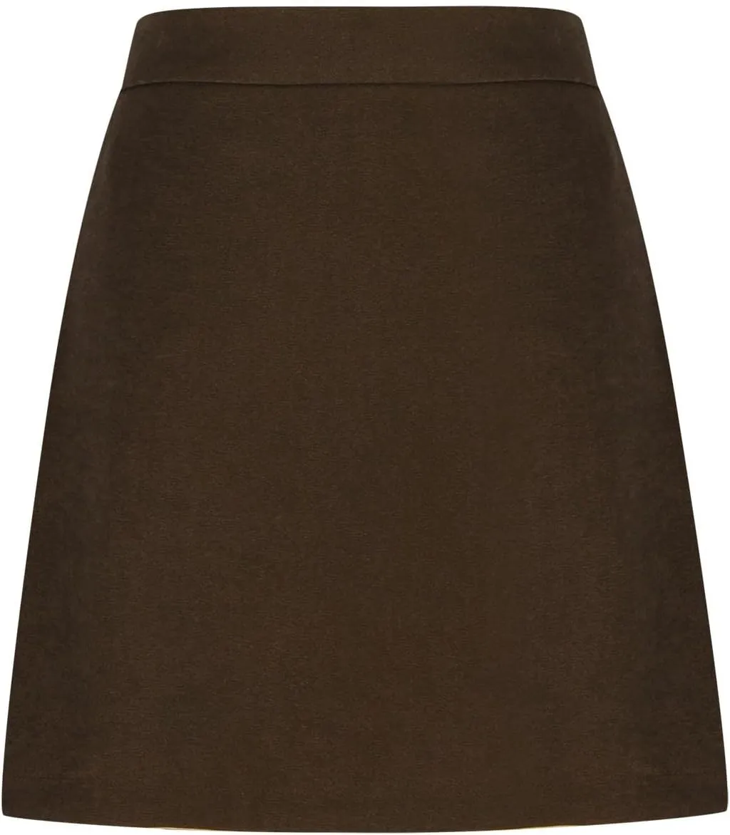 Womens Belted Skirt High Waist A Line Mini Skirt Spring Fashion Solid Mini A-Line Short Work Skirt with Pocket