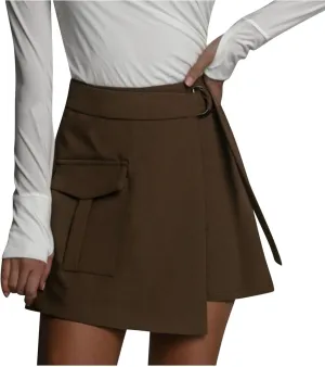 Womens Belted Skirt High Waist A Line Mini Skirt Spring Fashion Solid Mini A-Line Short Work Skirt with Pocket