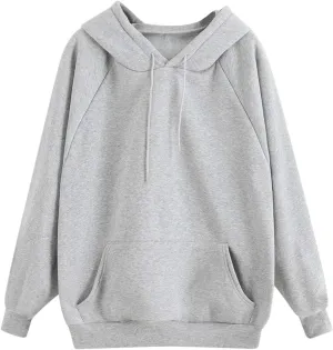 Womens Oversized Hoodies Basic Solid Sweatshirts 2024 Fall Fashion Outfits Drawstring Pullover Clothes with