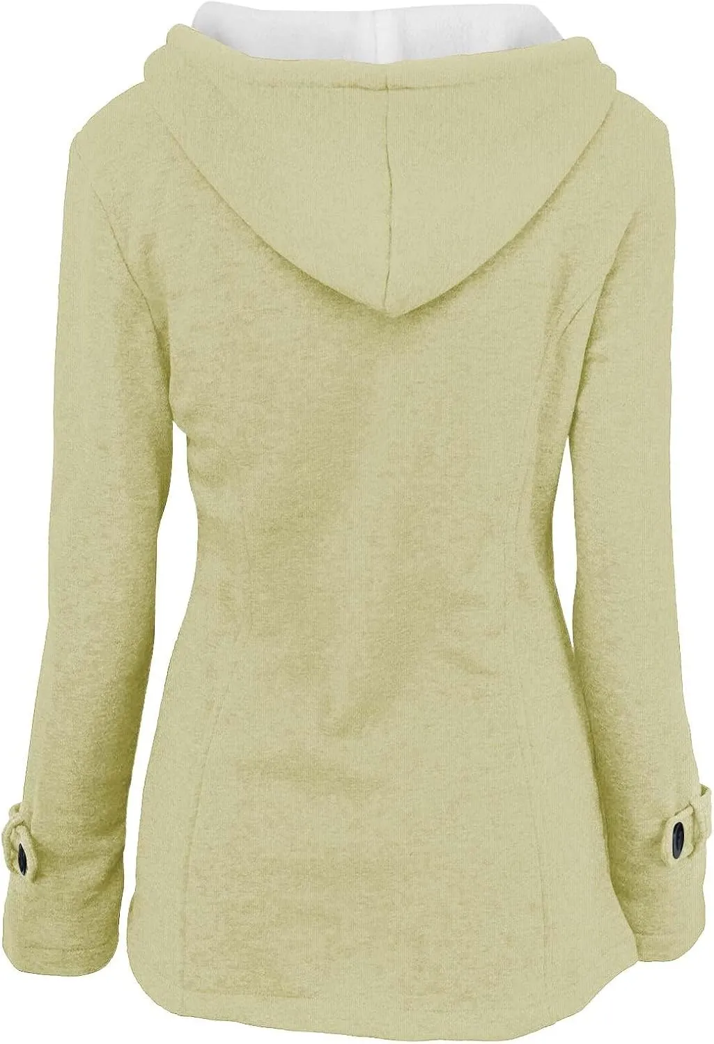 Womens Plus Size Horn Button Fleece Thicken Coat with Hood Winter Warm Jacket 2023 Fashion Casual Outerwear